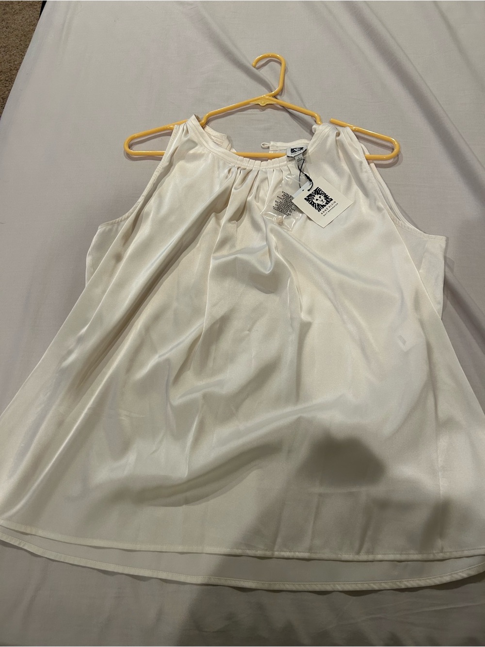 Anne Klein Ivory Halter-Neck Silk-Look Blouse